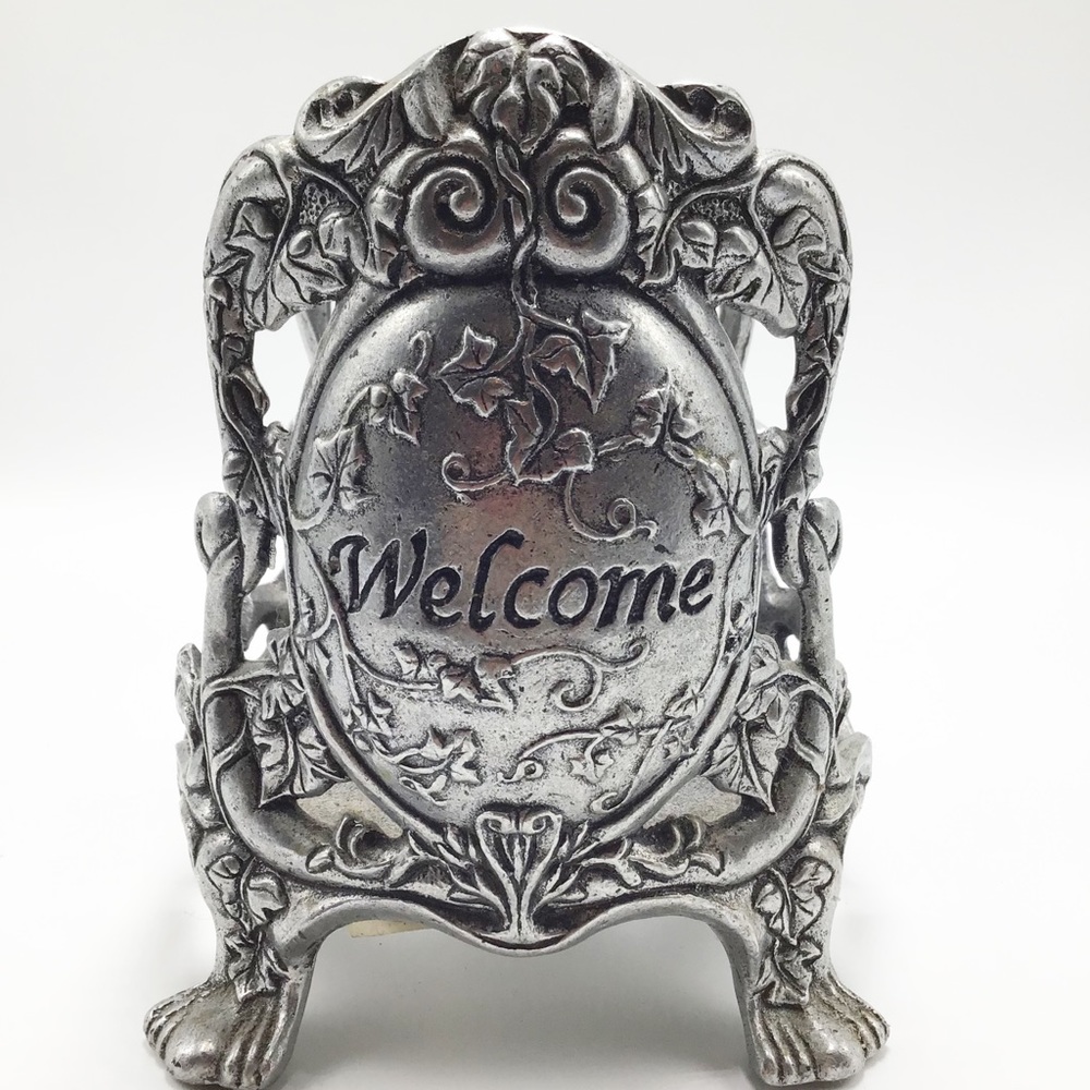 Vintage Carson Pewter Welcome Candle Jar Holder - Picture 2 of 7